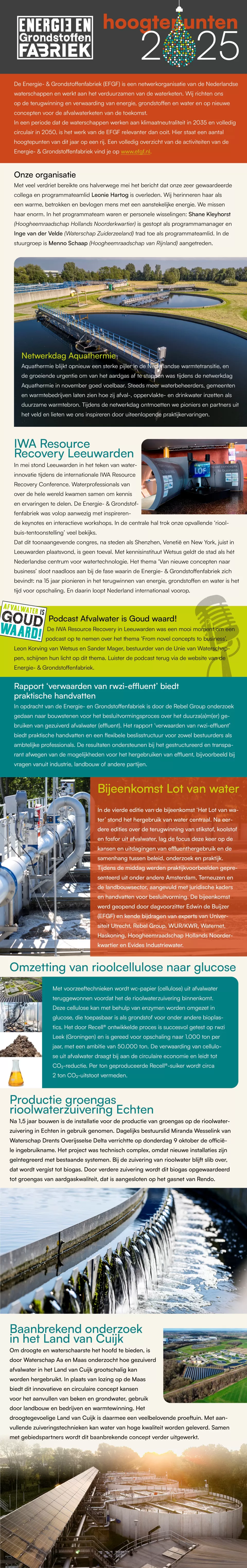 Afbeelding met daarin tekst en beeld met hoogtepunten van 2025