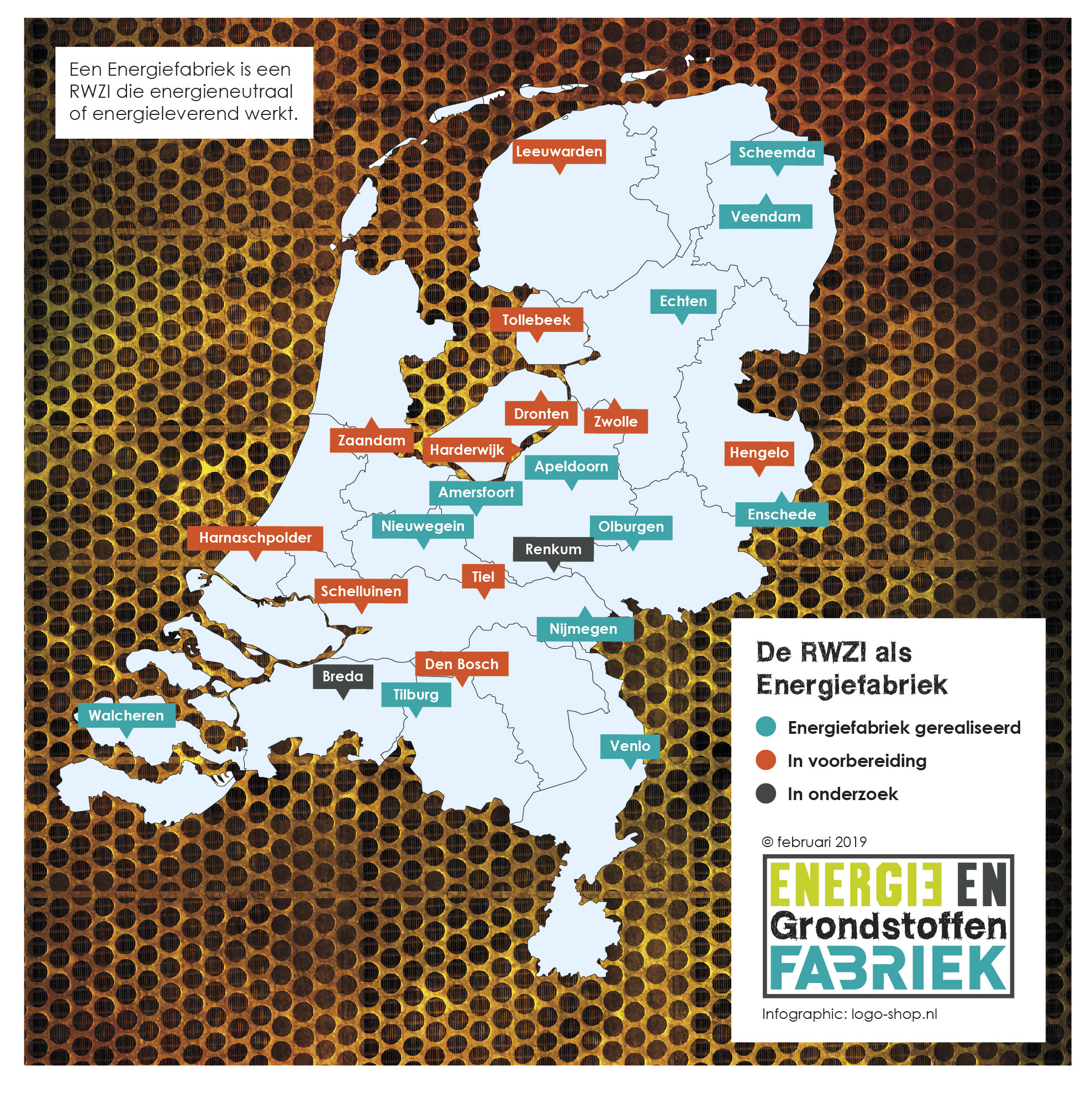 Overzichtskaart Energiefabrieken in Nederland